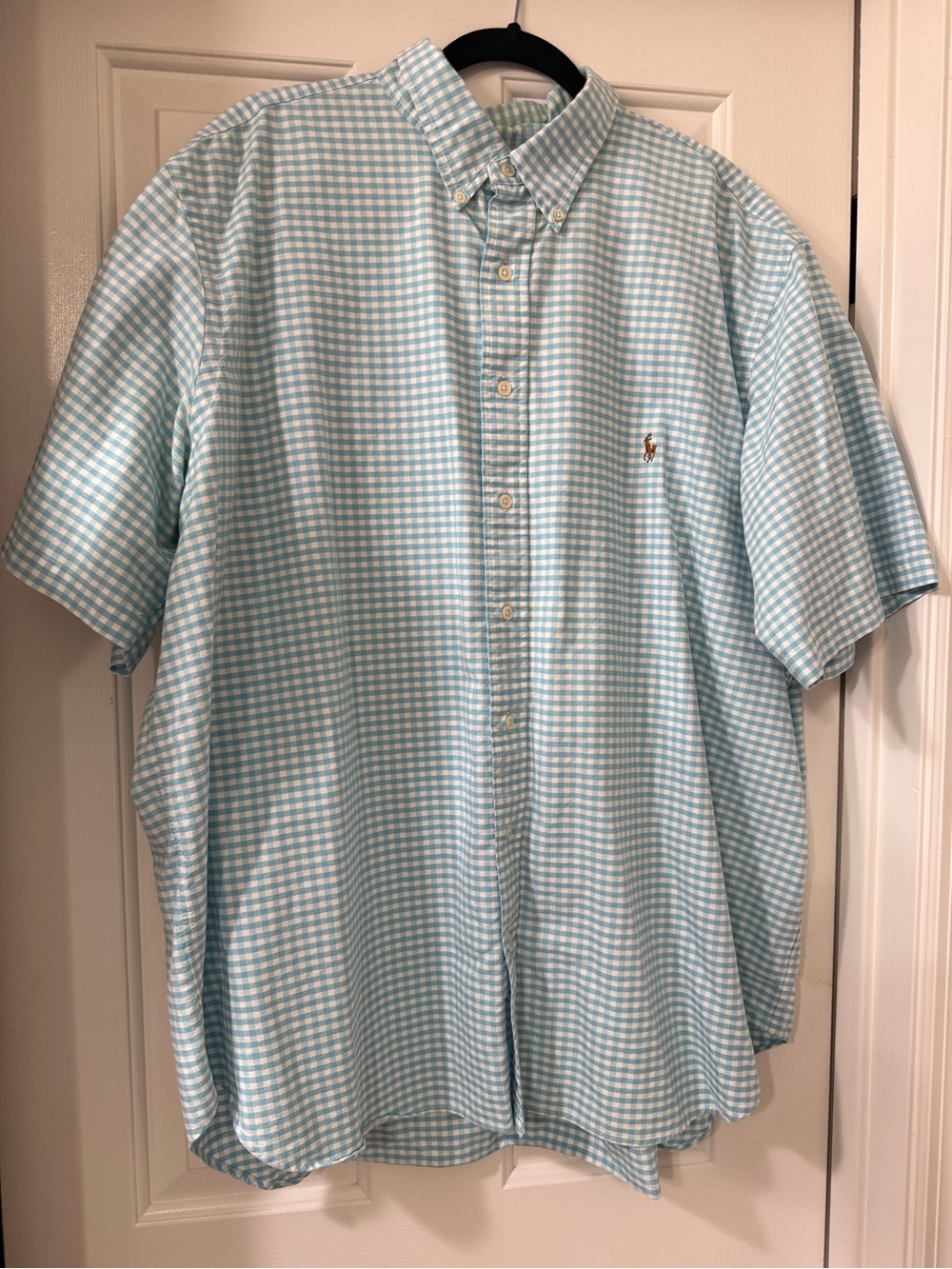 Ralph Lauren Light Blue Gingham Short-Sleeve Button-Down Shirt